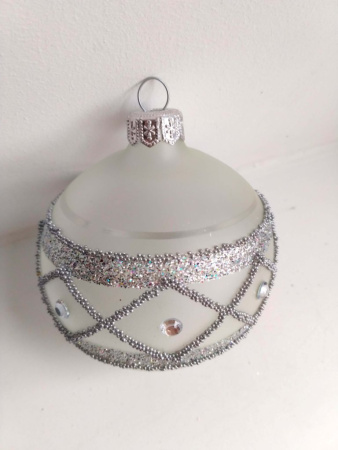 Шар елочный стекл. "Вязаный узор" 8см