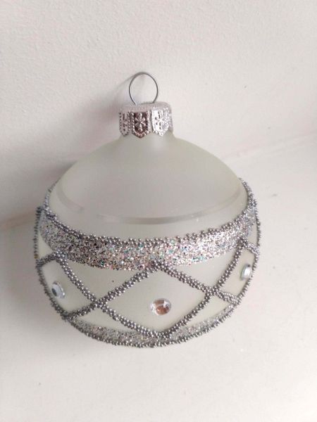 Шар елочный стекл. "Вязаный узор" 8см Шар елочный стекл. "Вязаный узор" 8см