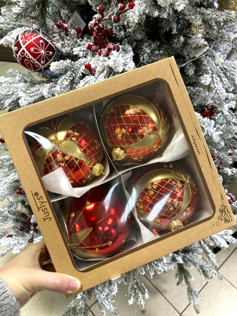 Набор шаров пластик. декор №6 разные цвета, 6см / 8см / 10см Шар пластиковый декорированный