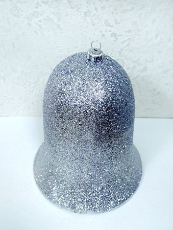 Украшение для больших ёлок "Колокольчик" парча серебро, 25см