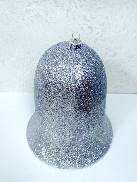 Украшение для больших ёлок "Колокольчик" парча серебро, 25см