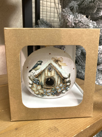 Шар елочный стекл. декупаж 12 см, [DQ4]