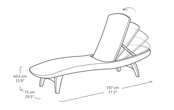 Лежак из искусственного ротанга PACIFIC LOUNGER, графит [230674]