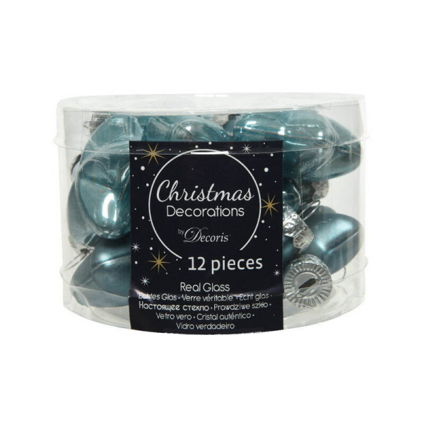Набор стекл. елочных игрушек "Звезды" 4.5 см голубой туман mix, 12 шт