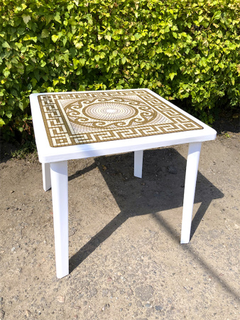 Пластиковый квадратный стол с деколем «Греческии? орнамент» [40-000]