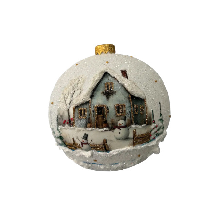 Шар елочный стекл. декупаж 12 см, [DQ3]