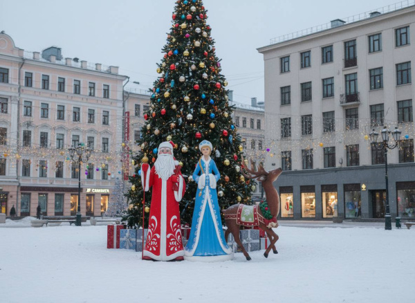 Новогодняя фигура для фотозоны "Дед мороз с мешком"