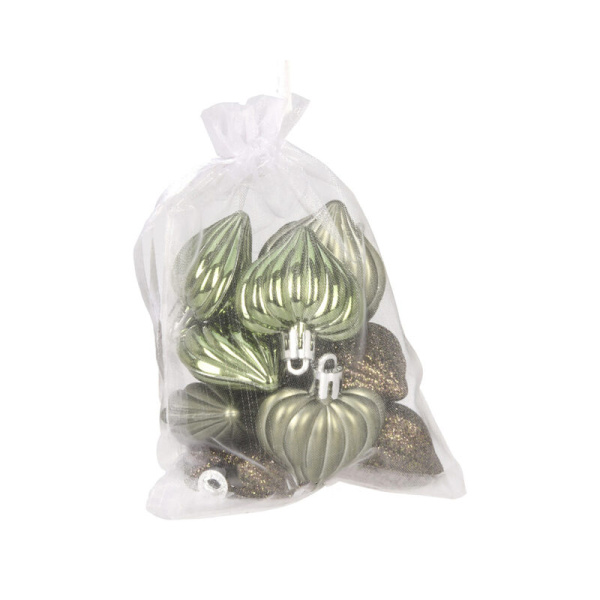 Набор стекл. елочных игрушек "Сердечко Бурре" 4.5см зеленый, 12 шт