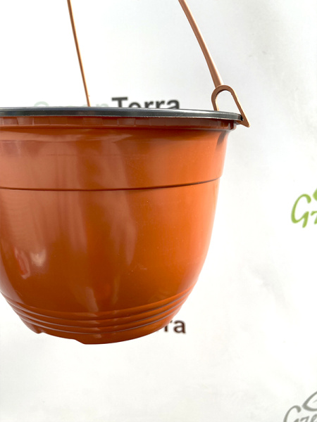 Кашпо подвесное, терракотовое, ø 22см, высота 15см, объём 3.5л. формованное