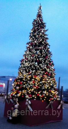 Украшение для больших елок "Бант" серебро 35см