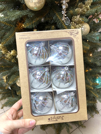 Набор шаров пластик. декор №10 разные цвета, 6см / 8см / 10см Шар пластиковый декорированный