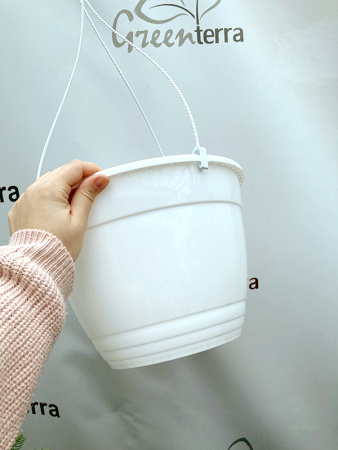 Кашпо подвесное, белое, ø 27см, высота 19см, объём 7л. (Петуния)