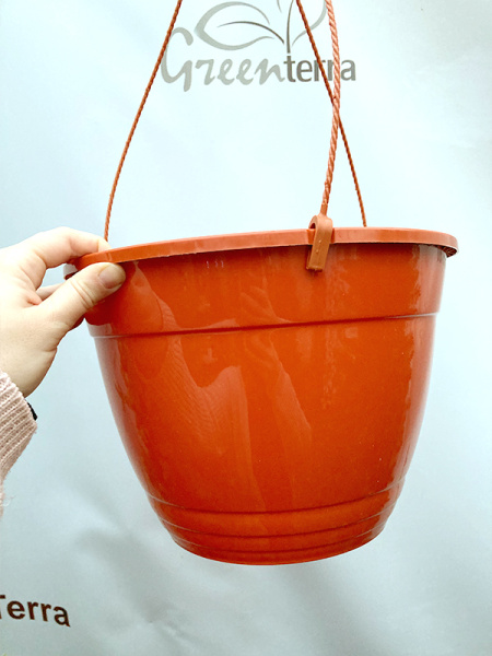 Кашпо подвесное, терракотовое, ø 27см, высота 19см, объём 7л. (Петуния)