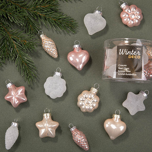 Набор стекл. елочных игрушек "Жемчужная Нежность" 4-5 см, 12 шт