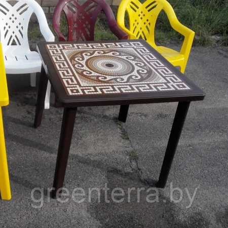 Пластиковый квадратный стол с деколем «Греческии? орнамент» [40-000]