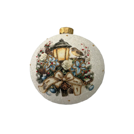 Шар елочный стекл. декупаж 12 см, [DQ4]