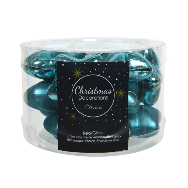 Набор стекл. елочных игрушек "Звезды" 4.5 см бирюзовый mix, 12 шт