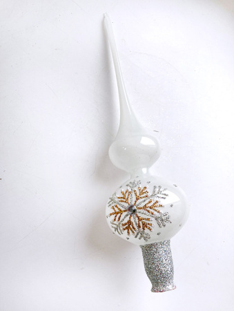 Верхушка стеклянная на елку, декорированная