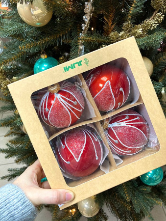 Набор шаров пластик. декор №5 разные цвета, 6см / 8см / 10см Шар пластиковый декорированный