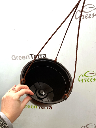 Кашпо подвесное, терракотовое, ø 22см, высота 15см, объём 3.5л. формованное