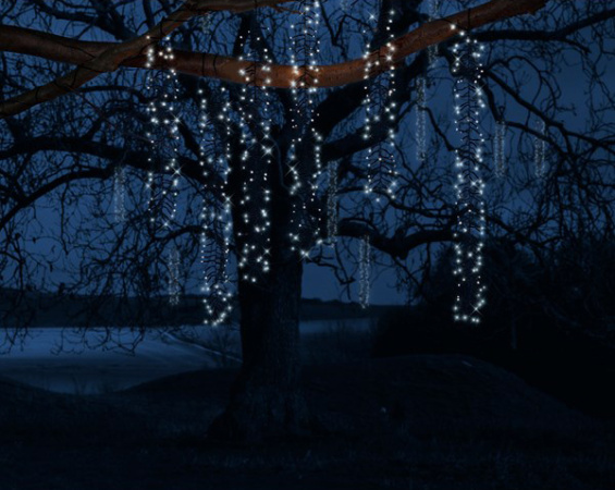 Светодиодная гирлянда "Мерцающий каскад" 2мх6шт, 480LED, 8 режимов, IP-44, цв.холод. белый [493469]