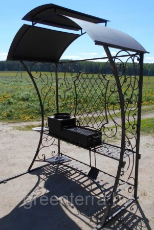 Кованый мангал с крышей "Варвик" + плита под казан