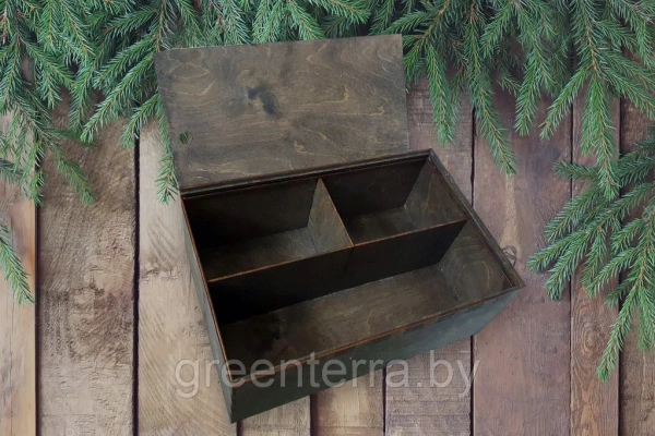 Деревянная коробка-пенал на 3 отделения 33*22*11