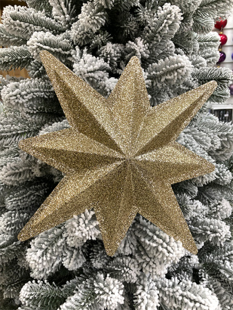 Украшение для больших ёлок "Звезда из двух половин" парча 30см