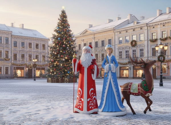 Новогодняя фигура для фотозоны "Дед мороз с мешком"