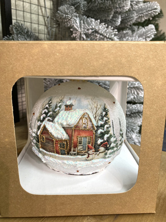 Шар елочный стекл. декупаж 12 см, [DQ3]