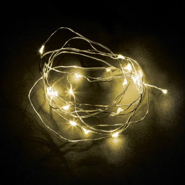 Светодиодная гирлянда Роса Feron CL570 20LED тепл. белый, 2м IP20, от батареек [32364]