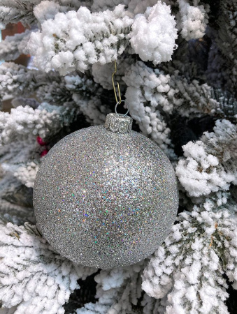 Шары пластиковые, парча серебро