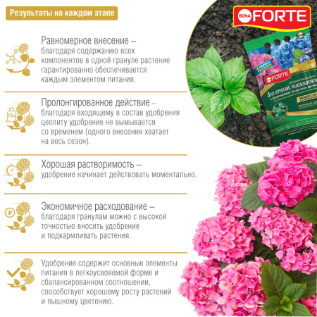 Удобрение пролонгированное Bona Forte "Для гортензий и рододендронов" 2.5кг