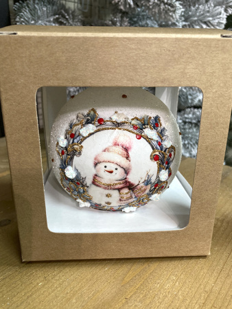 Шар елочный стекл. декупаж 10 см, [DQ3]