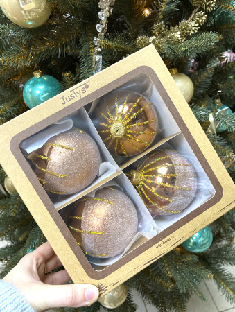 Набор шаров пластик. декор №10 разные цвета, 6см / 8см / 10см Шар пластиковый декорированный