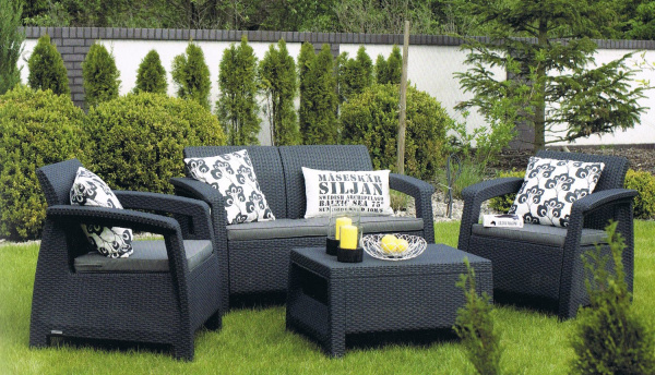 Комплект мебели из искусственного ротанга Keter Corfu Set, графит [223204]