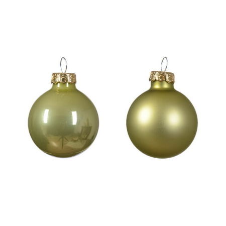Набор стекл. шаров 3.5 см оливковый mix, 16 шт [010726]