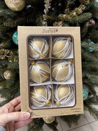 Набор шаров пластик. декор №5 разные цвета, 6см / 8см / 10см Шар пластиковый декорированный