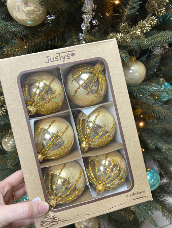 Набор шаров пластик. декор №10 разные цвета, 6см / 8см / 10см Шар пластиковый декорированный