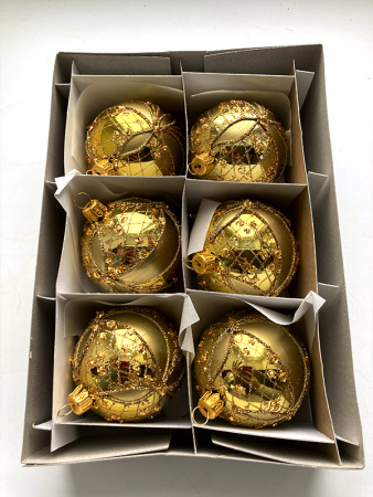 Набор шаров пластик. декор №6 разные цвета, 6см / 8см / 10см Шар пластиковый декорированный