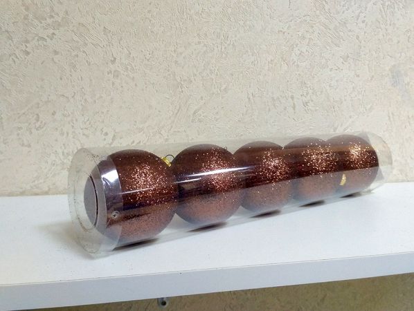 Шары пластиковые, парча коричневый Шары пластиковые, парча коричневый