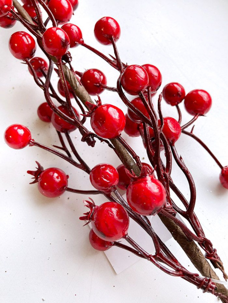 Украшение елочное "Ветка шиповника" 50см [21LJ-153]