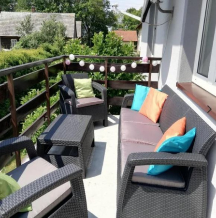 Журнальный столик из искусственного ротанга CORFU TABLE, графитовый [241945]