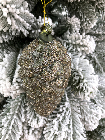 Игрушка елочная стекл. Шишка 14см [66143]