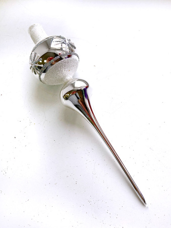 Верхушка стеклянная на елку, декорированная