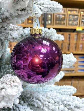 Шар елочный стекл. "Глянцевый" 8 см, [G-42]