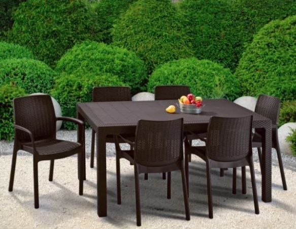 Стол из искусственного ротанга Keter Melody, коричневый [255812]