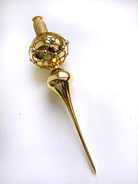 Стеклянная верхушка "Золотые блики" Верхушка стеклянная на елку, декорированная "Золотые блики"