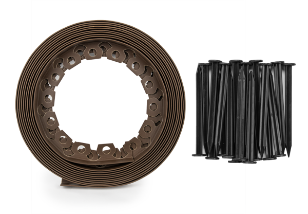 Комплект (бордюр 10м + 20 анкеров) для окантовки газона EASY BORDER, коричневый