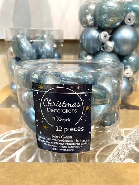 Набор стекл. елочных игрушек "Звезды" 4.5 см голубой туман mix, 12 шт